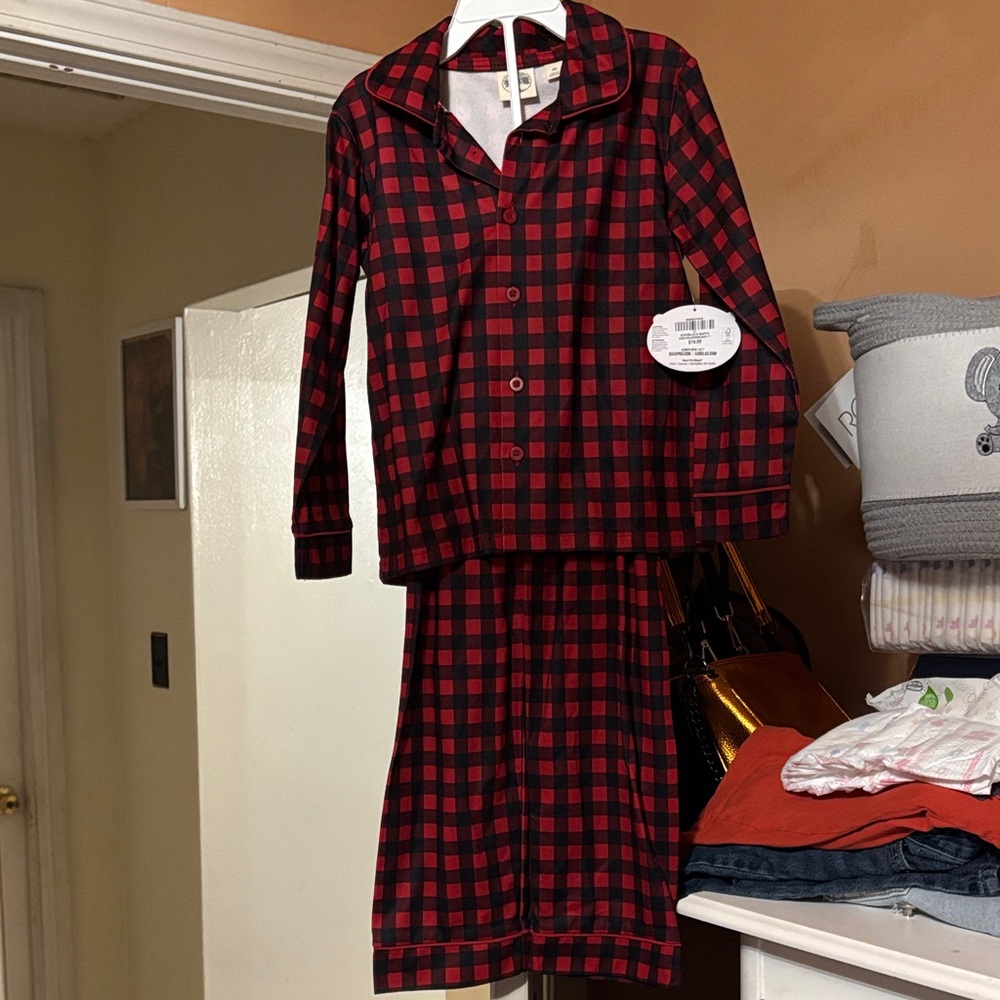 Bass Pro Shops Kids Red and Black Check Pajama Set